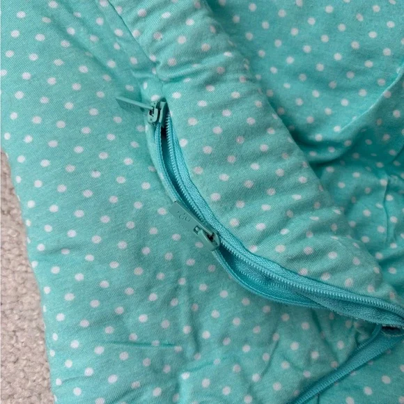 Posh Peanut Teal Polka Dot Ruffled Zippered Sleep Sack BROKEN ZIPPER - Picture 8 of 10
